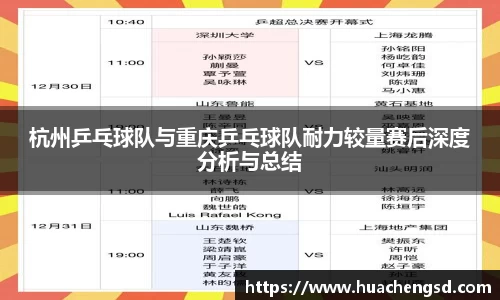 杭州乒乓球队与重庆乒乓球队耐力较量赛后深度分析与总结